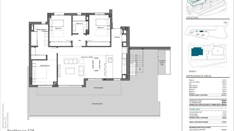 Rzut - Mieszkanie na sprzedaż 3 pokoje o powierzchni 103,76 m² - numer 32B w Quintessence - Marbella