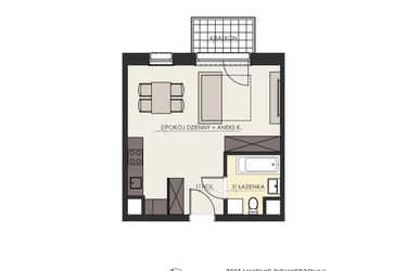 Rzut - Mieszkanie na sprzedaż 1 pokój o powierzchni 32,17 m² - numer 69 w Osiedle Platinum III