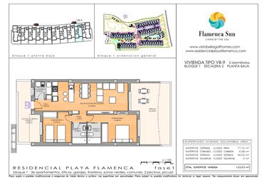 Rzut - Mieszkanie na sprzedaż 2 pokoje o powierzchni 77 m² - numer 1.9 w Flamenca Sun - Playa Flamenca