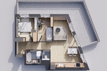 Rzut - Mieszkanie na sprzedaż 3 pokoje o powierzchni 62,35 m² - numer 22/9 w Odrzańskie Bulvary