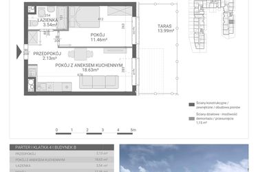 Rzut - Mieszkanie na sprzedaż 2 pokoje o powierzchni 35,76 m² - numer 83. w Osiedle Parkowa etap B