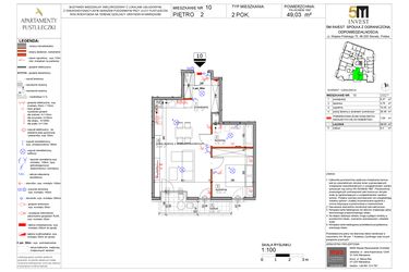 Rzut - Mieszkanie na sprzedaż 2 pokoje o powierzchni 47,94 m² - numer 10 w Apartamenty Pustułeczki