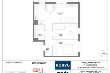 Rzut - Mieszkanie na sprzedaż 3 pokoje o powierzchni 59,4 m² - numer 0M11 w Początek Piątkowo bud. F