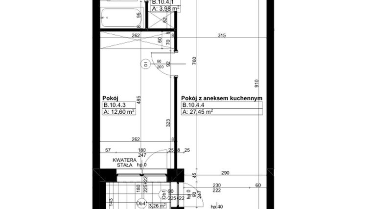 Rzut - Mieszkanie na sprzedaż 2 pokoje o powierzchni 47,39 m² - numer B/10/4 w Świerzawska 13