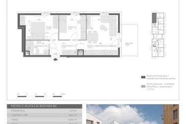 Rzut - Mieszkanie na sprzedaż 3 pokoje o powierzchni 45,82 m² - numer M-34 w Forma Augustów
