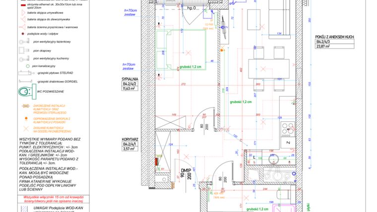 Rzut - Mieszkanie na sprzedaż 2 pokoje o powierzchni 44,9 m² - numer B.4.2 w Piekary 18