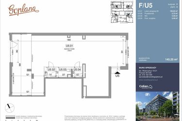 Rzut - Lokal użytkowy na sprzedaż 1 pokój o powierzchni 145,25 m² - numer F/U5 w Goplana budynek F