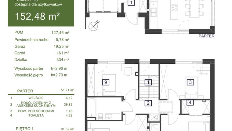 Rzut - Dom na sprzedaż 5 pokoi o powierzchni 152,48 m² - numer 31K w Osiedle Żywiczna