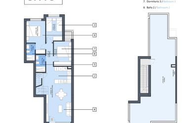 Rzut - Dom na sprzedaż 3 pokoje o powierzchni 90,8 m² - numer B1.P1.B w Domy con Dolores - 65433933