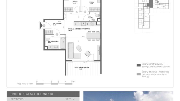 Rzut - Mieszkanie na sprzedaż 3 pokoje o powierzchni 65,32 m² - numer M8 w Modern House II