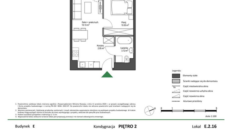 Rzut - Mieszkanie na sprzedaż 2 pokoje o powierzchni 34,83 m² - numer E.2.16 w Nowy Świat Ostoja etap II - EFG
