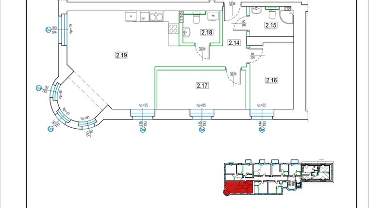 Rzut - Mieszkanie na sprzedaż 3 pokoje o powierzchni 70,03 m² - numer 18 w Kamienica 62