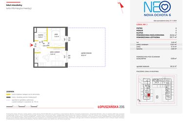 Rzut - Mieszkanie na sprzedaż 2 pokoje o powierzchni 30,43 m² - numer 2 w Neo Nova Ochota 6