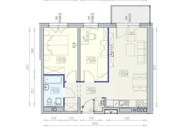 Rzut - Mieszkanie na sprzedaż 3 pokoje o powierzchni 53,82 m² - numer K1 2/8/7/3a w Południk 17 - budynek K1