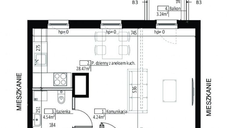 Rzut - Mieszkanie na sprzedaż 1 pokój o powierzchni 37,25 m² - numer DD0113 w Soleil de Malta