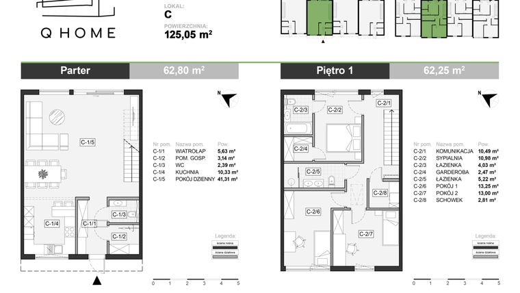 Rzut - Dom na sprzedaż 4 pokoje o powierzchni 139,37 m² - numer C w Osiedle Verde Park
