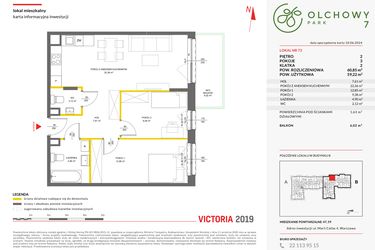 Rzut - Mieszkanie na sprzedaż 3 pokoje o powierzchni 60,85 m² - numer 73 w Olchowy Park VII