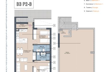 Rzut - Mieszkanie na sprzedaż 2 pokoje o powierzchni 64,6 m² - numer 3.2.B w LA Sunrise - Los Alcázares