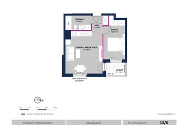 Rzut - Mieszkanie na sprzedaż 2 pokoje o powierzchni 37,24 m² - numer 104 w Moja Północna Etap III