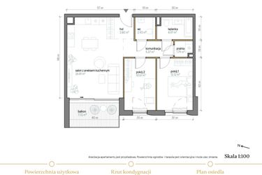 Rzut - Mieszkanie na sprzedaż 3 pokoje o powierzchni 68 m² - numer A/1/5 w Kopernika 71