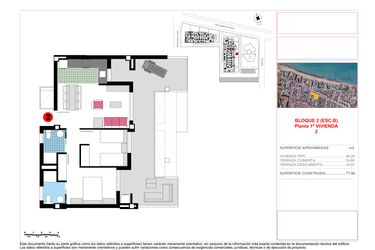 Rzut - Mieszkanie na sprzedaż 2 pokoje o powierzchni 77,98 m² - numer 1.1.2 w Apartamenty w Denia - 14869890