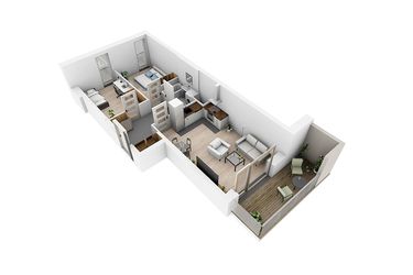 Rzut - Mieszkanie na sprzedaż 3 pokoje o powierzchni 53,44 m² - numer N6.5 w Osiedle Narcyzowe