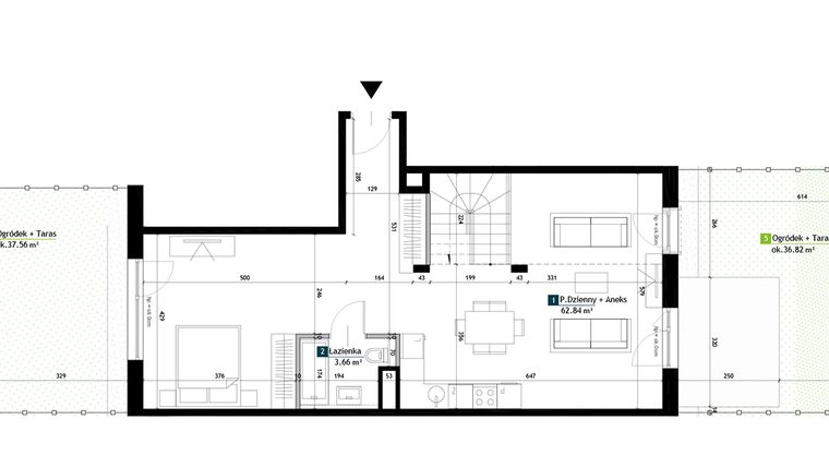 Rzut - Mieszkanie na sprzedaż 1 pokój o powierzchni 116,91 m² - numer AA0007 w Viva Cité 2