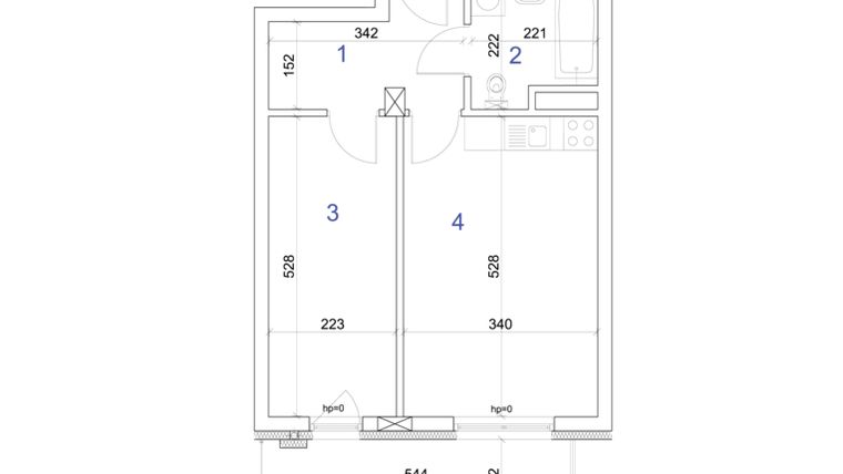 Rzut - Mieszkanie na sprzedaż 2 pokoje o powierzchni 39,77 m² - numer 6A.32 w Mierzeja Wiślana etap IV