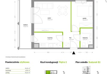 Rzut - Mieszkanie na sprzedaż 2 pokoje o powierzchni 44,99 m² - numer B2/2/D10 w Bemowo Vita