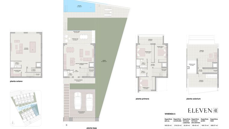 Rzut - Mieszkanie na sprzedaż 3 pokoje o powierzchni 211,17 m² - numer 5 w Eleven 41