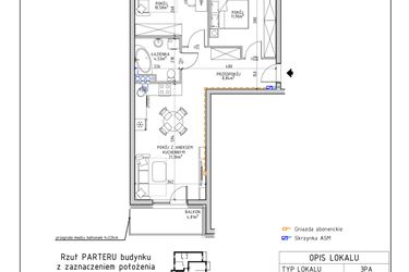 Rzut - Mieszkanie na sprzedaż 3 pokoje o powierzchni 57,21 m² - numer 21 w Osiedle OdNowa K5