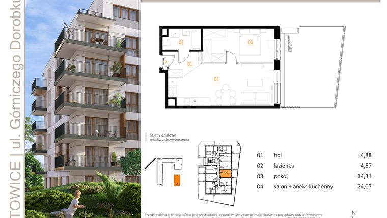 Rzut - Mieszkanie na sprzedaż 2 pokoje o powierzchni 47,83 m² - numer A_5 w Zielony Nikiszowiec
