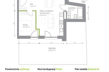 Rzut - Mieszkanie na sprzedaż 2 pokoje o powierzchni 43,1 m² - numer B.0.3 w Jesionowa Vita