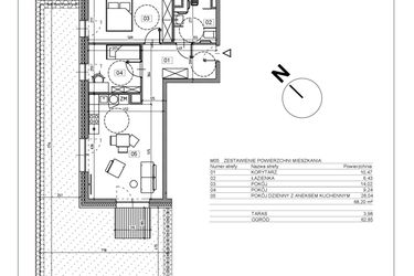 Rzut - Mieszkanie na sprzedaż 3 pokoje o powierzchni 68,39 m² - numer I.M05 w Osiedle Glivia Zachodnia