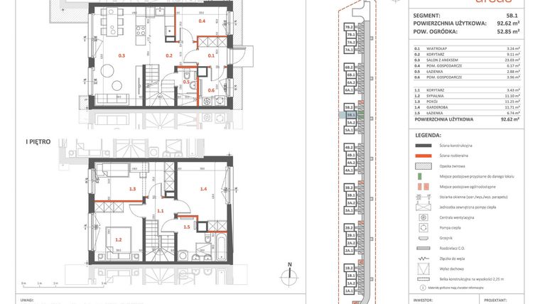Rzut - Dom na sprzedaż 5 pokoi o powierzchni 91,5 m² - numer 5B.1 w Przystanek Ursus