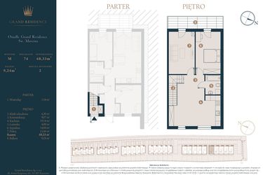 Rzut - Dom na sprzedaż 3 pokoje o powierzchni 68,33 m² - numer M74 w Osiedle Św. Marcina
