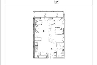 Rzut - Mieszkanie na sprzedaż 2 pokoje o powierzchni 48,91 m² - numer 45 w Zachodnia 29