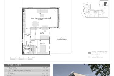 Rzut - Mieszkanie na sprzedaż 3 pokoje o powierzchni 68,19 m² - numer M-2 w Osiedle Radosne II