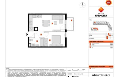Rzut - Mieszkanie na sprzedaż 2 pokoje o powierzchni 36,03 m² - numer C.20 w Osiedle Harmonia