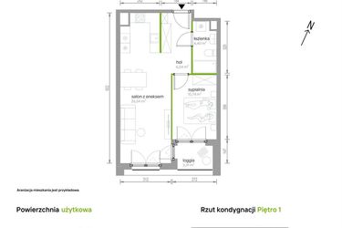 Rzut - Mieszkanie na sprzedaż 2 pokoje o powierzchni 47,72 m² - numer 1/A/01 w Kijowska Vita