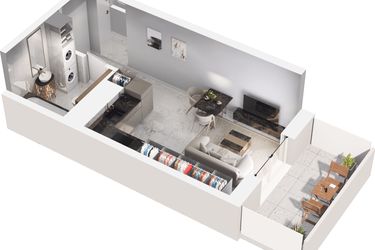 Rzut - Mieszkanie na sprzedaż 1 pokój o powierzchni 27,51 m² - numer D.11.03 w Mieszkaj w mieście - Na Tysiącleciu budynek D