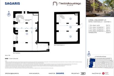 Rzut - Lokal użytkowy na sprzedaż 2 pokoje o powierzchni 139,65 m² - numer U1 w Niedziałkowskiego Park