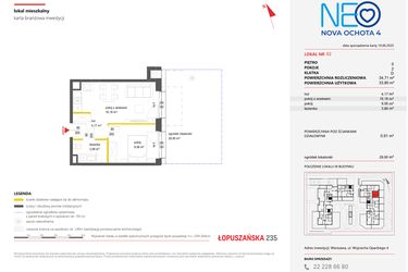 Rzut - Mieszkanie na sprzedaż 2 pokoje o powierzchni 34,71 m² - numer 62 w Neo Nova Ochota 4