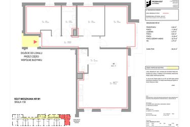 Rzut - Mieszkanie na sprzedaż 4 pokoje o powierzchni 84,24 m² - numer M1 w Pękowicka 96