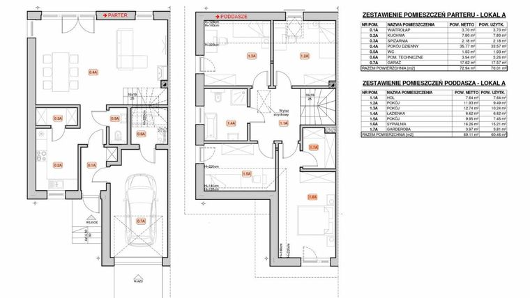 Rzut - Dom na sprzedaż 5 pokoi o powierzchni 130,47 m² - numer 21A/1 w Dolina Kłodawy