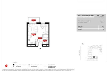 Rzut - Mieszkanie na sprzedaż 1 pokój o powierzchni 32,09 m² - numer BR11/24 w Browary Wrocławskie 2