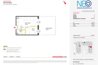 Rzut - Mieszkanie na sprzedaż 2 pokoje o powierzchni 33,52 m² - numer 91 w Neo Nova Ochota 6