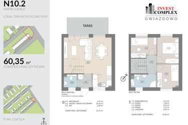 Rzut - Mieszkanie na sprzedaż 4 pokoje o powierzchni 60,35 m² - numer N10.2 w Osiedle Gwiazdowo etap 9