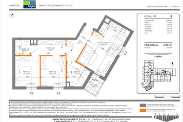Rzut - Mieszkanie na sprzedaż 3 pokoje o powierzchni 69,89 m² - numer 8 w Tarasy Międzylesie