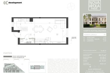 Rzut - Dom na sprzedaż 4 pokoje o powierzchni 85,73 m² - numer 4C w Nova Wola Park II